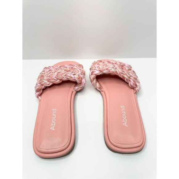 Abound Slide Sandals Womens Size 6.5 Pink Woven Slip On Open Toe Flats - Picture 4 of 7